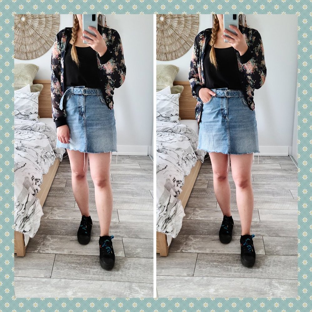 Made in‎ Korea Floral Print Chiffon Bomber Jacket
